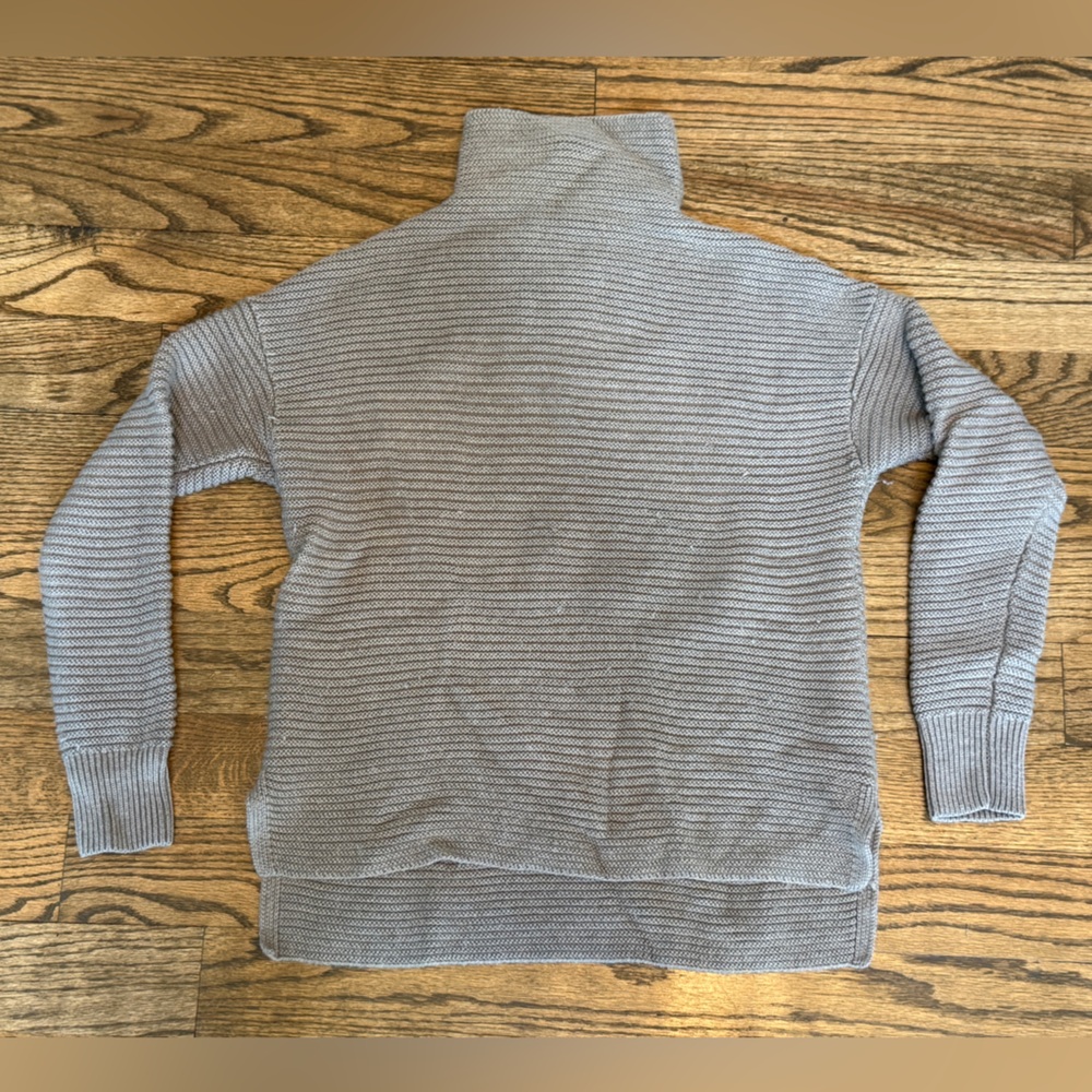 Athleta Ribbed Merino Wool Cowl Neck Sweater – Taupe, Small